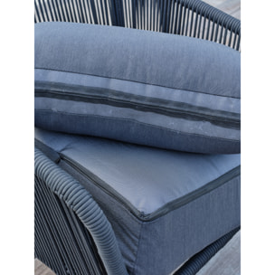 BIARRITZ - Salon bas de jardin 5 places en aluminium et corde tissée