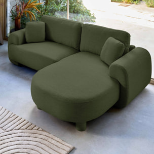 Canapé d'angle droit 3 places tissu, pieds ronds ZENIO