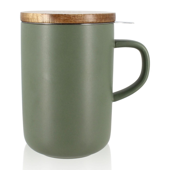 Tisanière en grès avec couvercle en bois d'acacia 475ml JULIET
