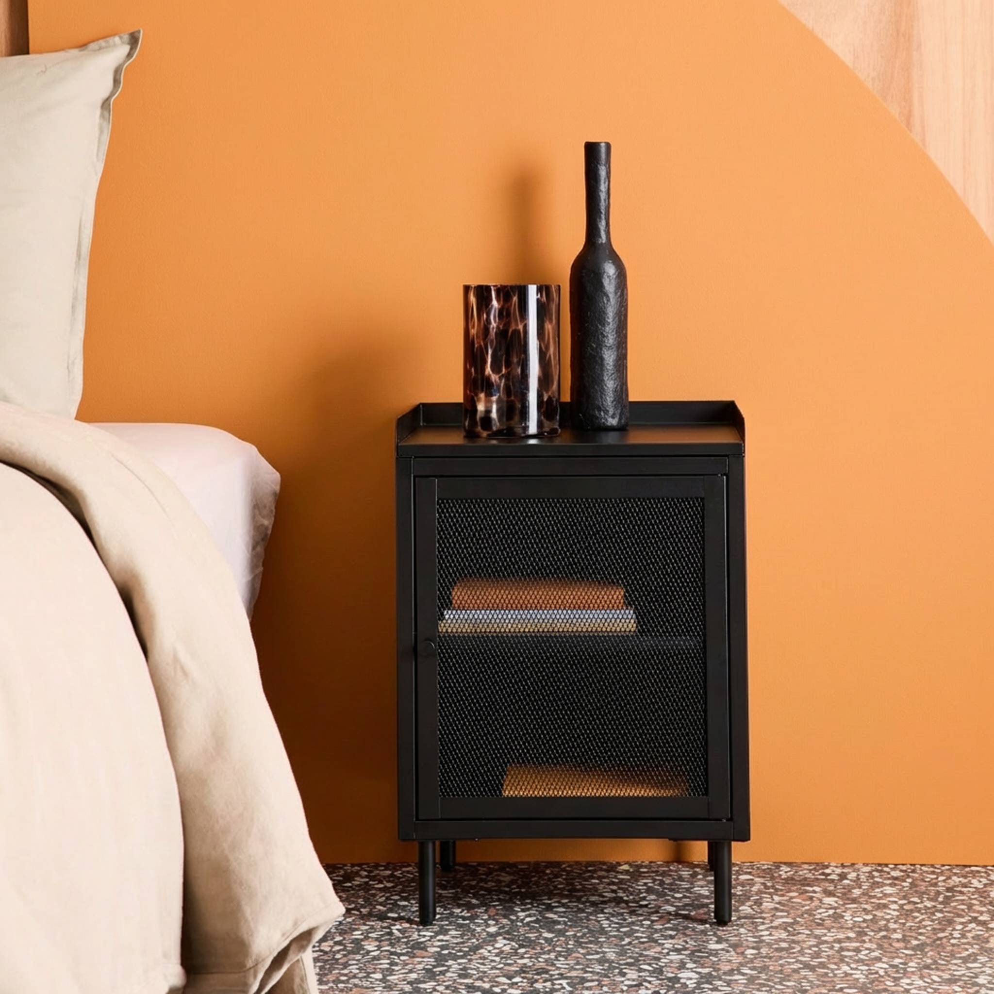 Table de chevet industrielle métal 1 porte (lot de 2) OHIO