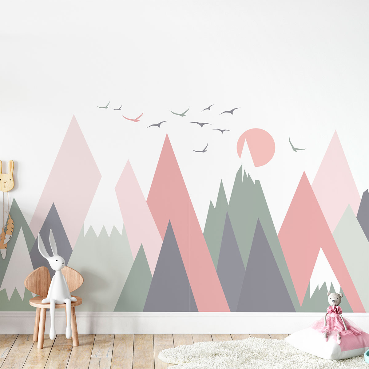 Stickers muraux enfants - Décoration chambre bébé - Autocollant Sticker mural géant enfant montagnes scandinaves ODEKA