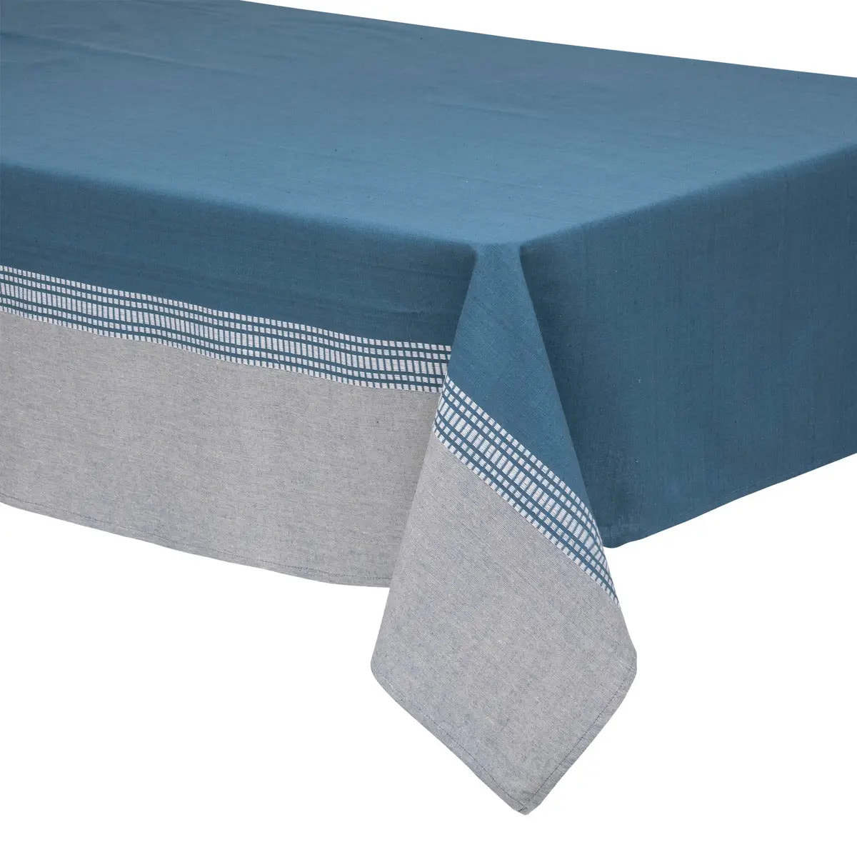 Nappe "Dolly" - coton - bleu canard - 250x150 cm