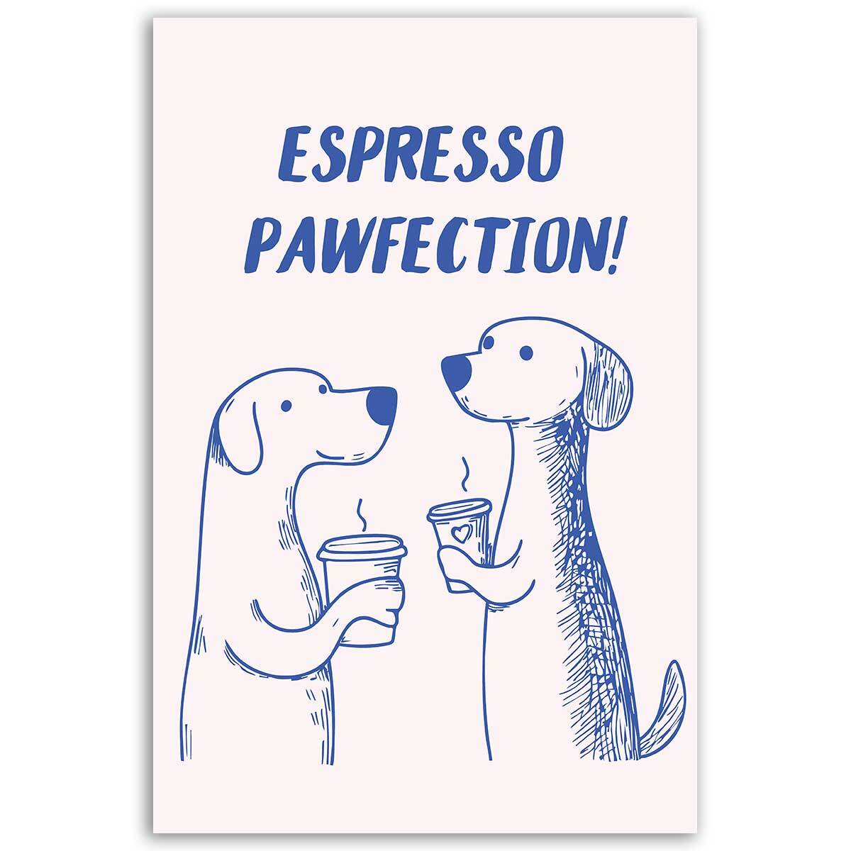 Tableau chiens et café Toile imprimée
