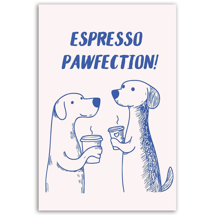 Tableau chiens et café Toile imprimée