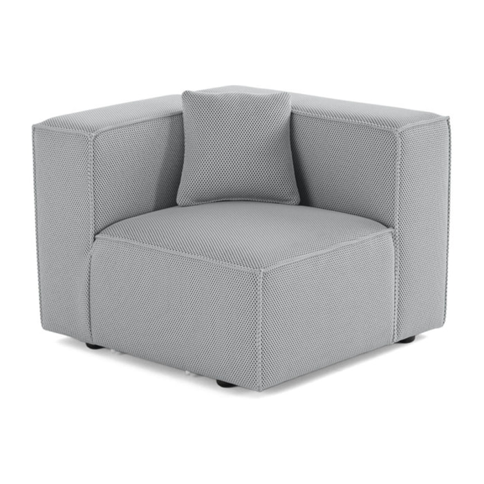 Arty - module d'assise droit - en tissu mailles 3D - Gris clair