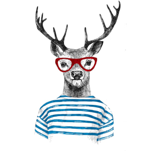 Tableau chambre enfant cerf à lunette  Tableau alu Dibond