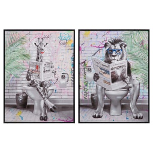 Set 2 Cuadros 80% Pintado A Mano 60x4x80 Cm