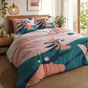 Parure housse de couette 3pcs avec taies oreiller 100% coton 47fils heol