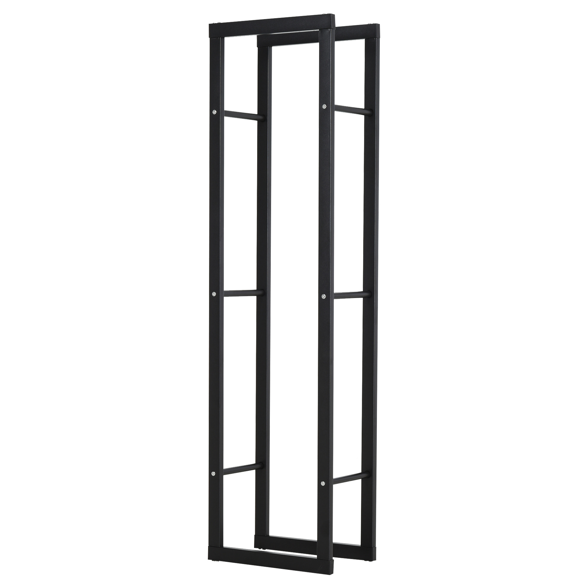 Soporte para Leña Estante de Leña Metálico Leñero de Exterior de Metal para Interior y Exterior Carga 100 kg 40x25x150 cm Negro