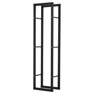 Soporte para Leña Estante de Leña Metálico Leñero de Exterior de Metal para Interior y Exterior Carga 100 kg 40x25x150 cm Negro