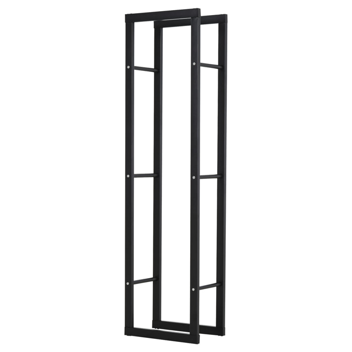 Soporte para Leña Estante de Leña Metálico Leñero de Exterior de Metal para Interior y Exterior Carga 100 kg 40x25x150 cm Negro