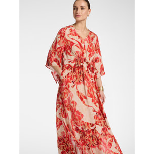 Elena Mirò - Vestido largo estampado - Rojo