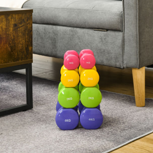 Juego de 8 Mancuernas Hexagonales 20 KG de 4 Pares 4 kg 3 kg 2 kg 1 kg Mancuernas de Neopreno con Revestimiento Antideslizantes Pesas para Gimnasio en Casa Ejercicio Entrenamiento Multicolor