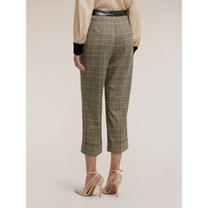Motivi - Pantaloni cropped tinto filo fantasia check - Beige