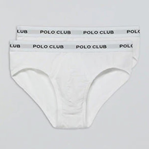 Pack di due slip bianchi con particolare Polo Club