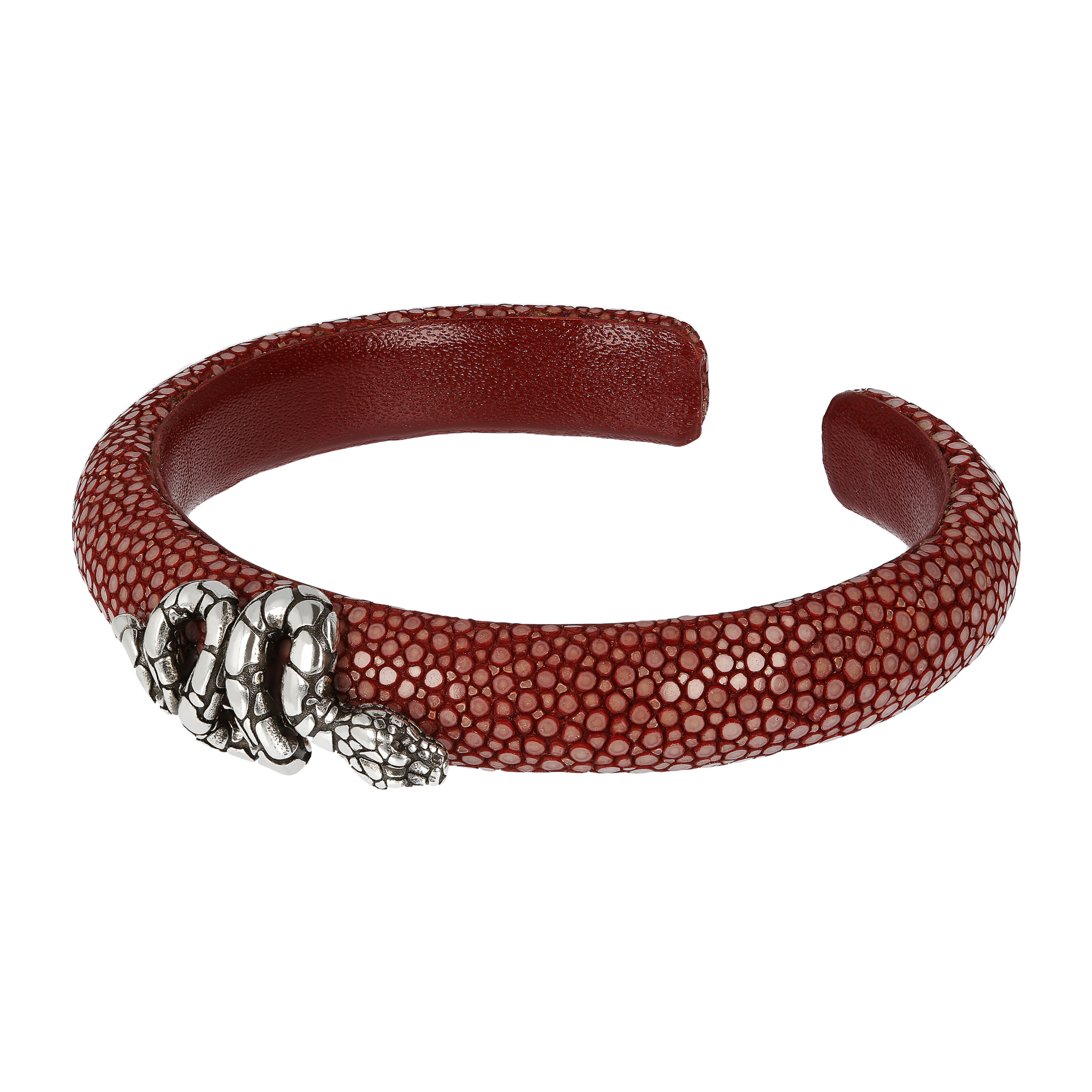 Bracciale Rigido Rosso con Serpente