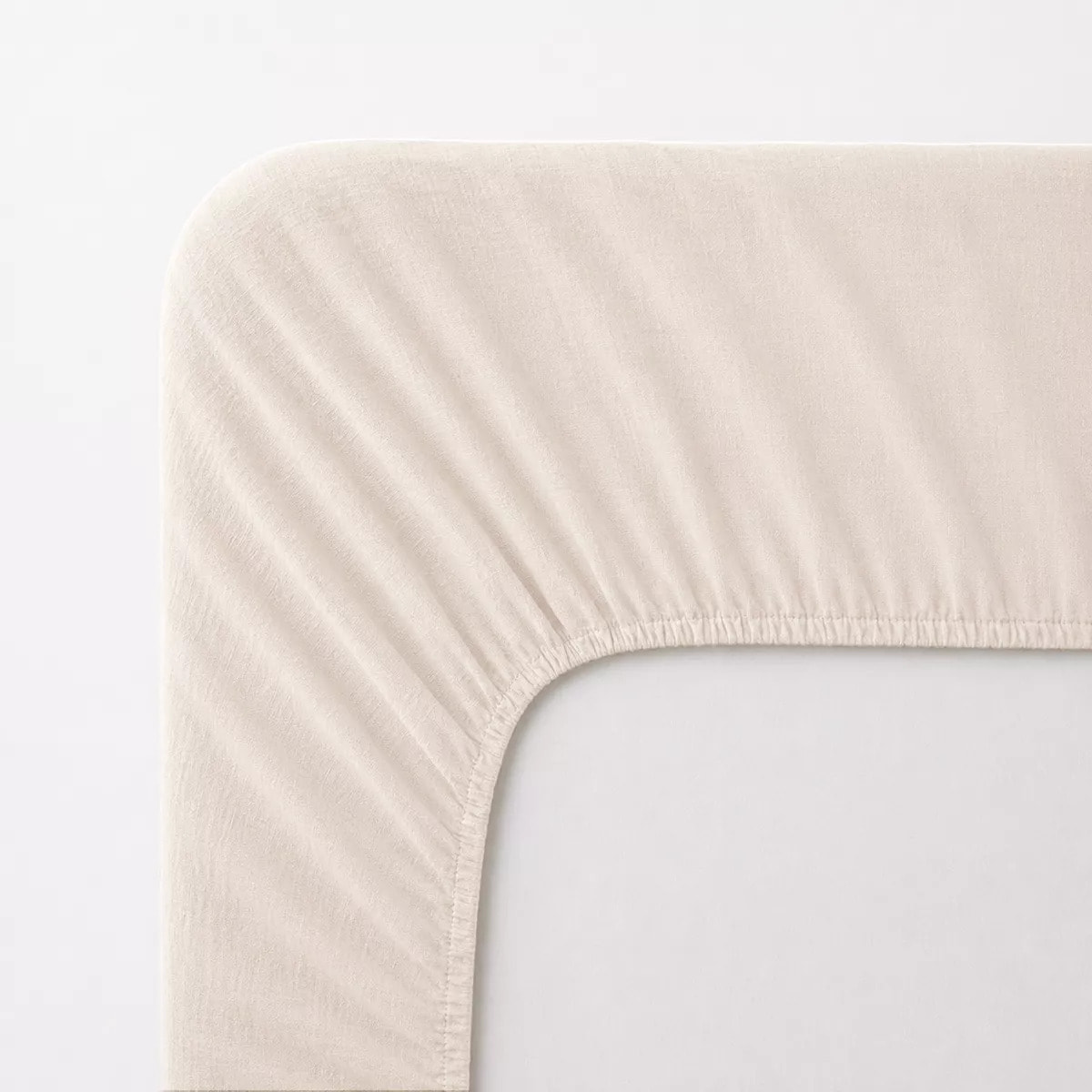 Drap housse b30 gaze de coton lavé uni blanc Malia neige
