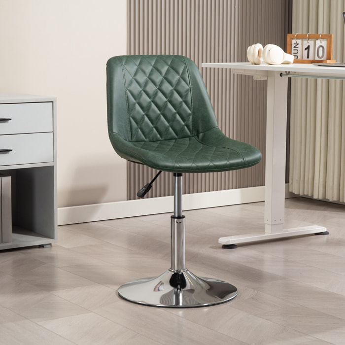 Chaise de bureau design Chesterfield capitonné revêtement synthétique vert vieilli avec surpiqûres