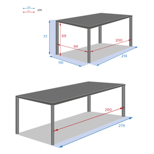 Table de jardin extensible rectangulaire "Évasion" en aluminium lin et argile traité époxy 10 places