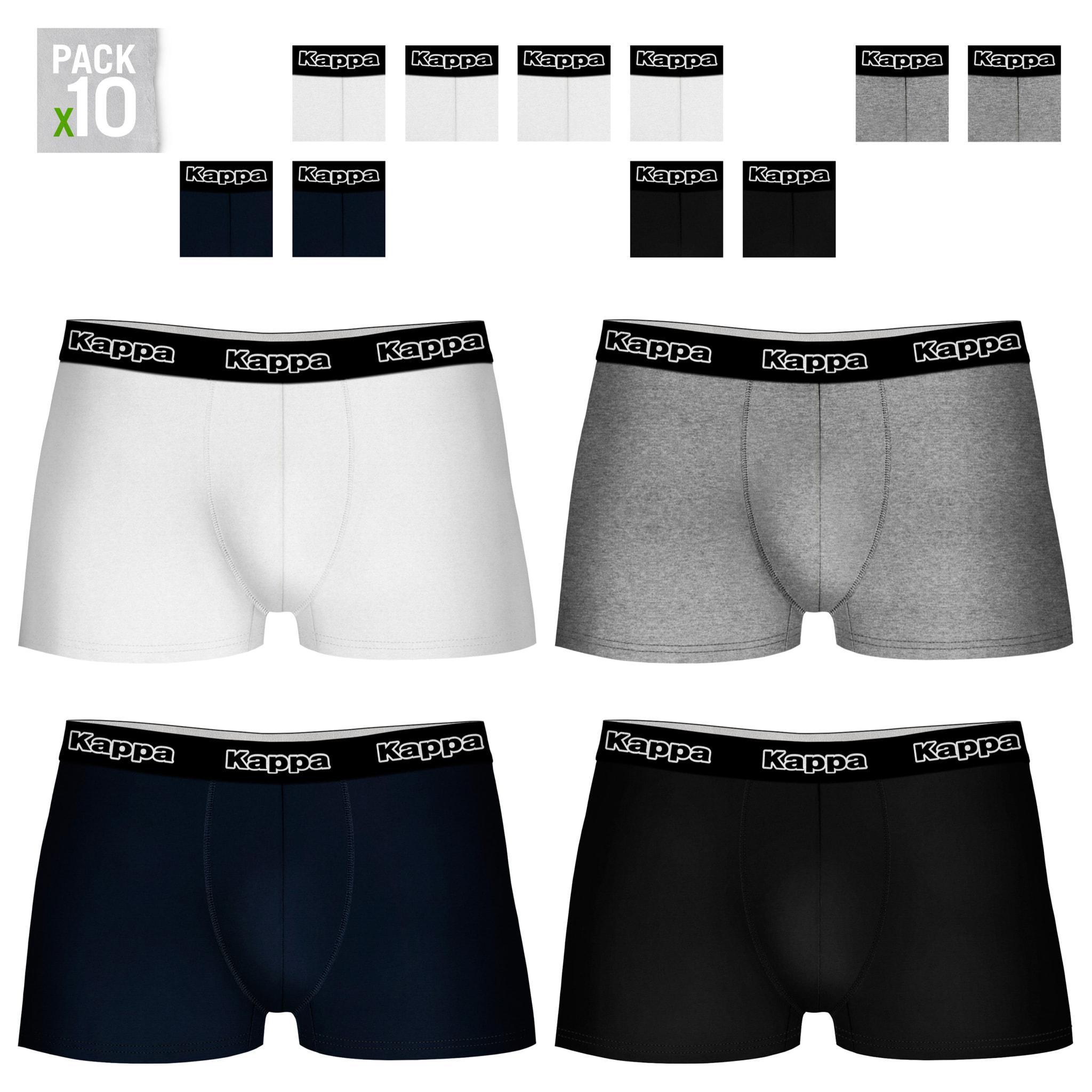 Pack 10 calzoncillos Kappa en varios colores para hombre