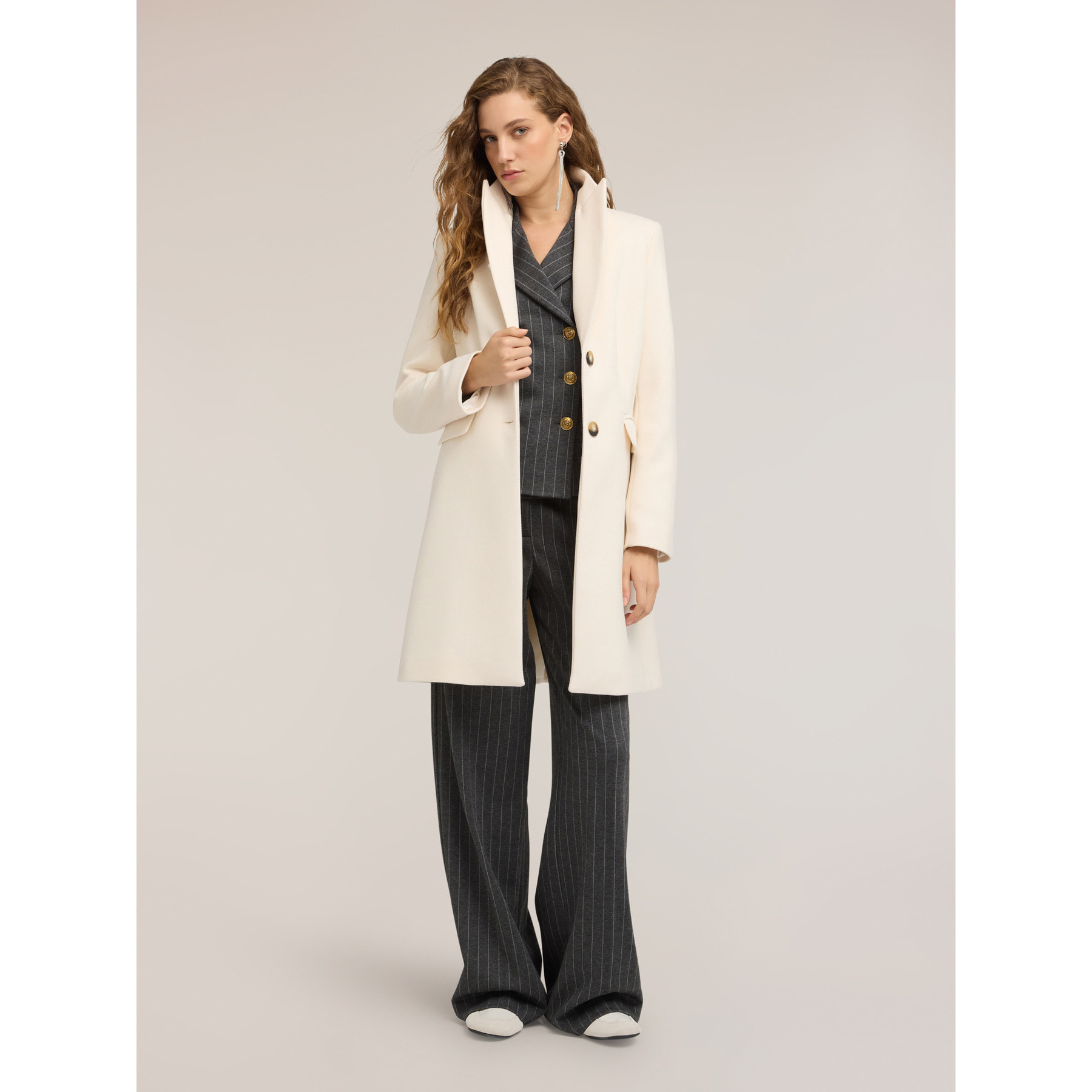 Motivi - Cappotto lungo monopetto - Bianco