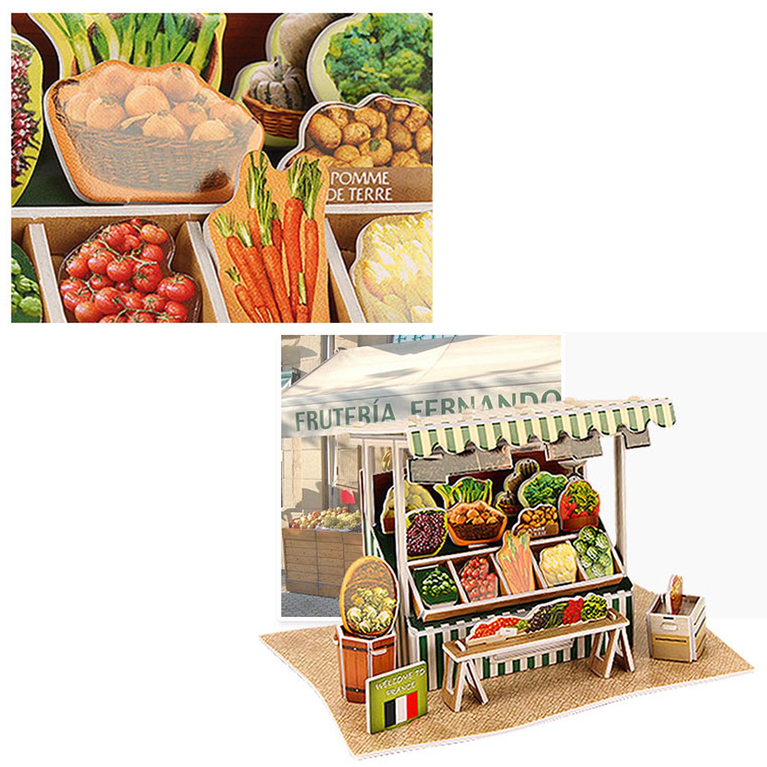 Puzzle 3D WORLD STYLE FRANCIA Puesto de Verduras tradicional