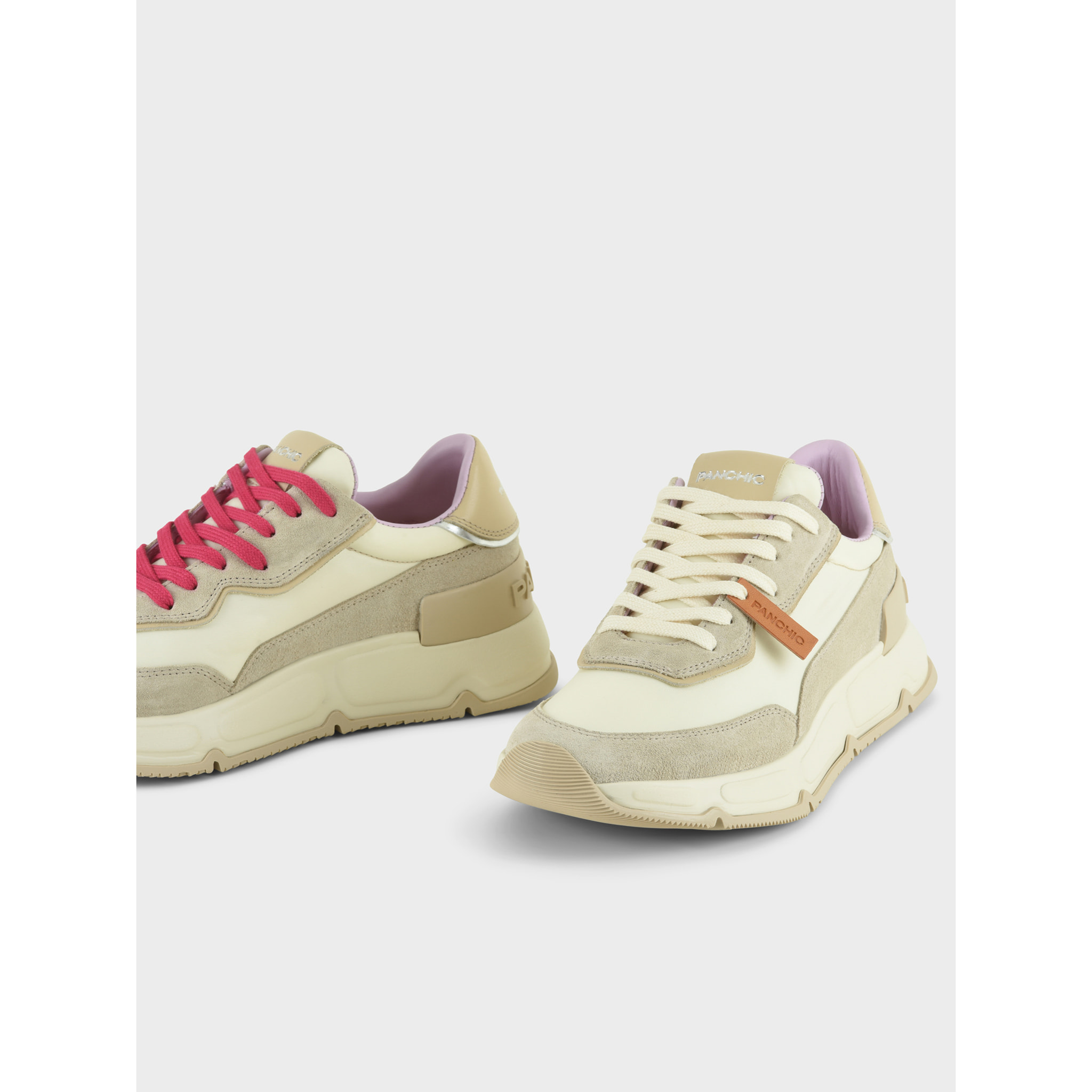 SNEAKER P06 DONNA IN NYLON, SUEDE E PELLE NEBBIA