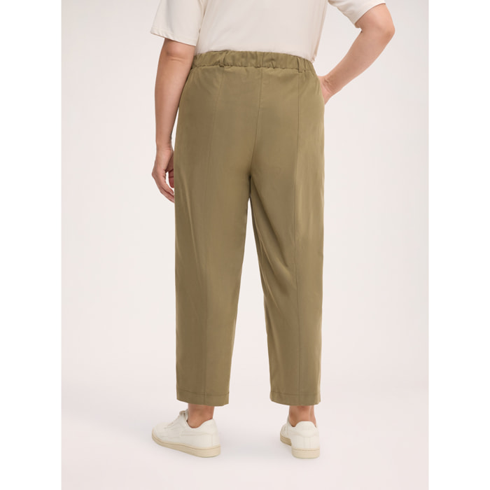 Fiorella Rubino - Pantaloni baggy misto viscosa - Verde militare