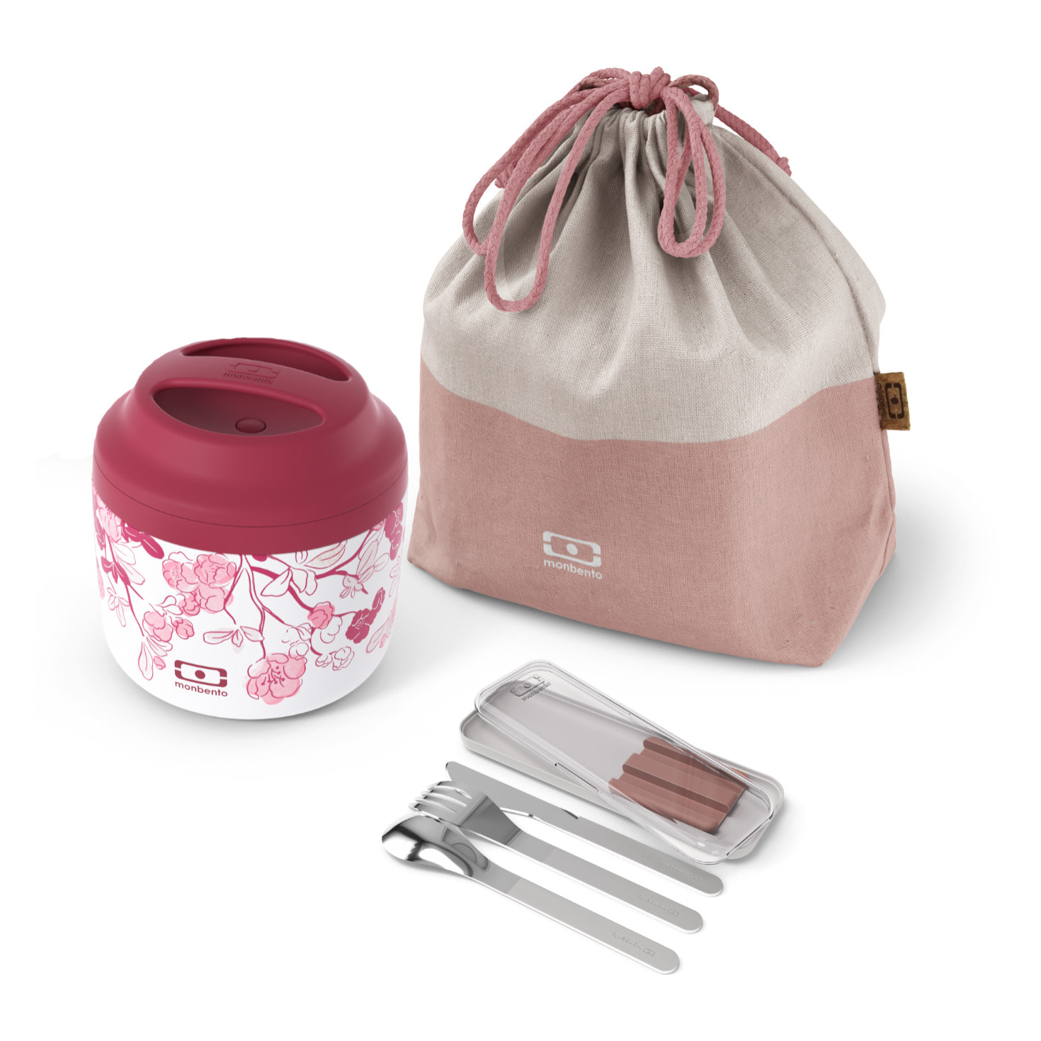 Set lunch box isotherme 550ml Magnolia + sac de transport + couverts