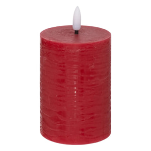 Bougie ronde à led "Molia" H13cm rouge