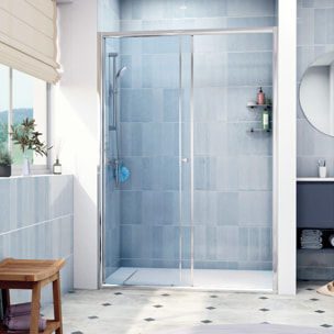 SAT PROJECT  Porte de douche 140x185cm coulissante avec profilé chrome brillant (SATPROMUD140CRT)