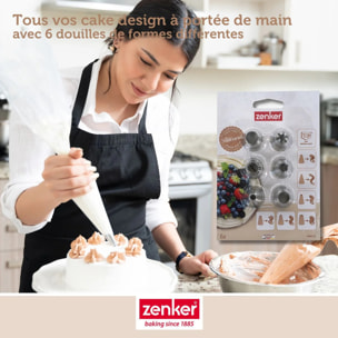 Lot de 6 douilles à pâtisserie en inox grand modèle Zenker Smart Pastry