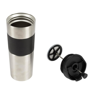 Taza de Viaje 460ml en Acero inoxidable y silicona Negro LOVERS Bergner