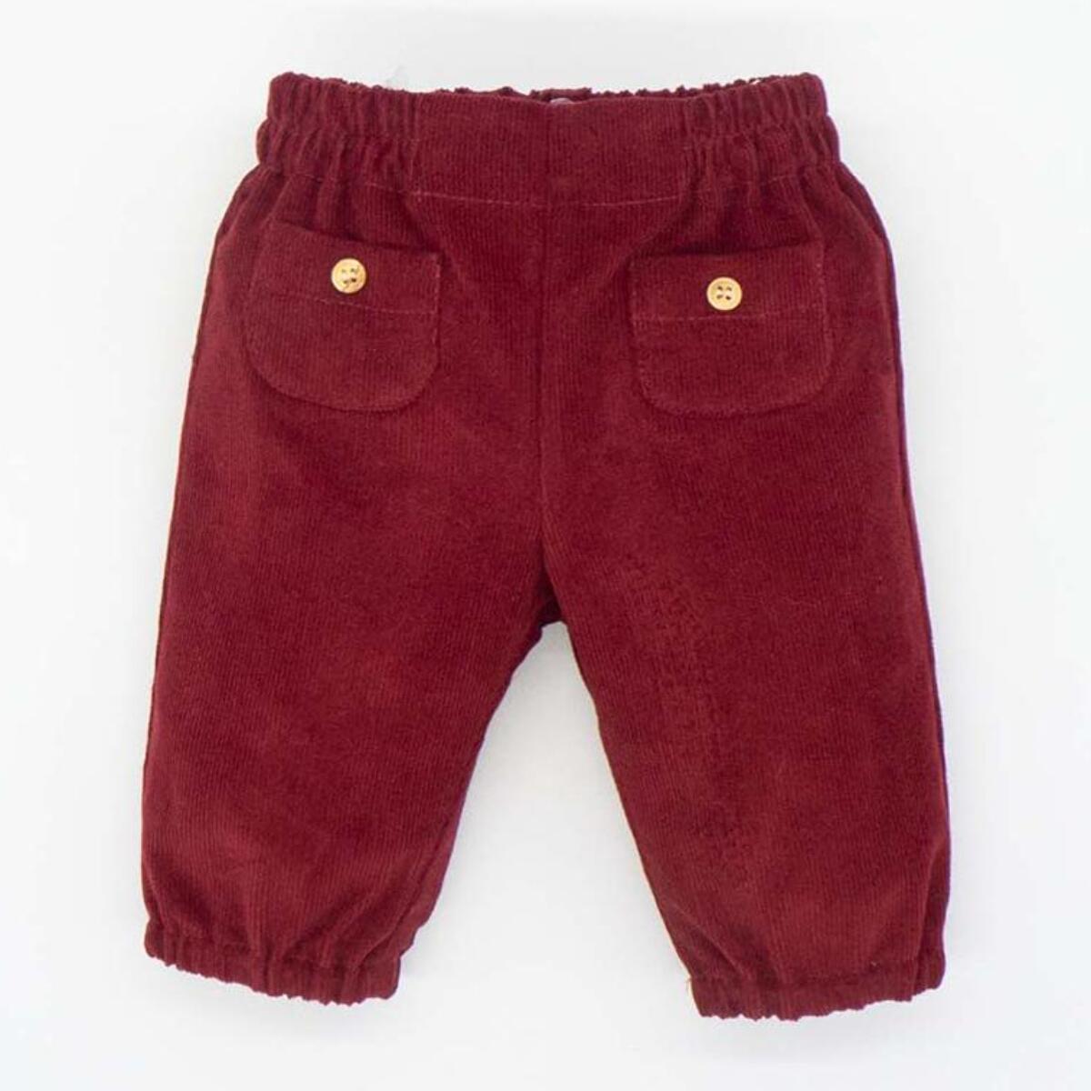 Pantalón con gomitas pana granate