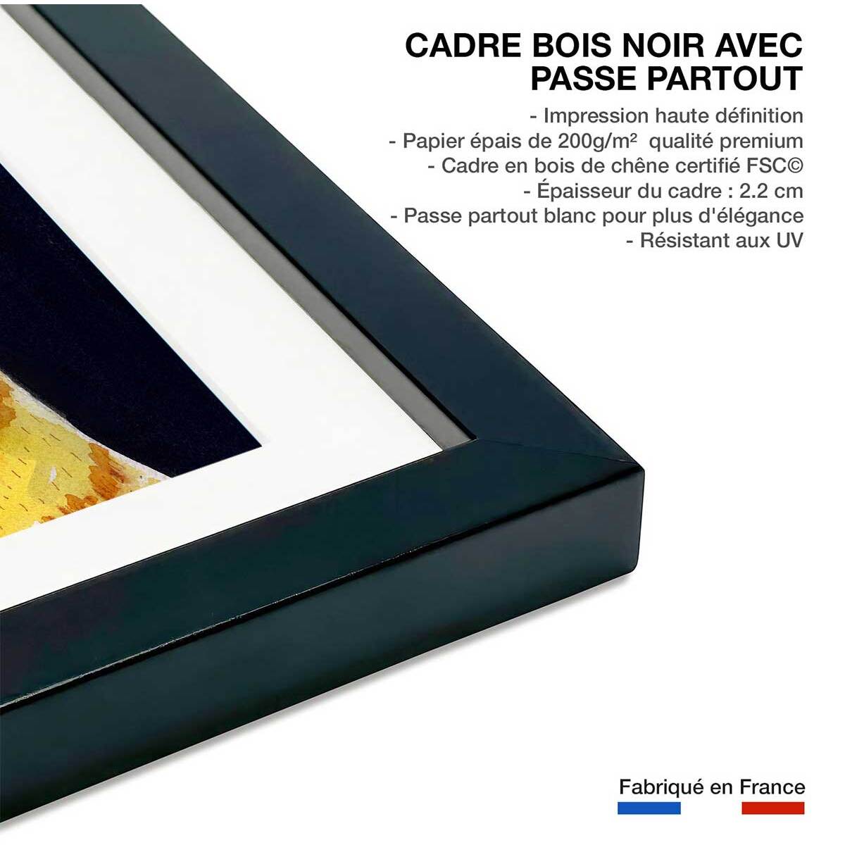 Affiche enfant chat roux  Affiche + cadre en bois - Noir