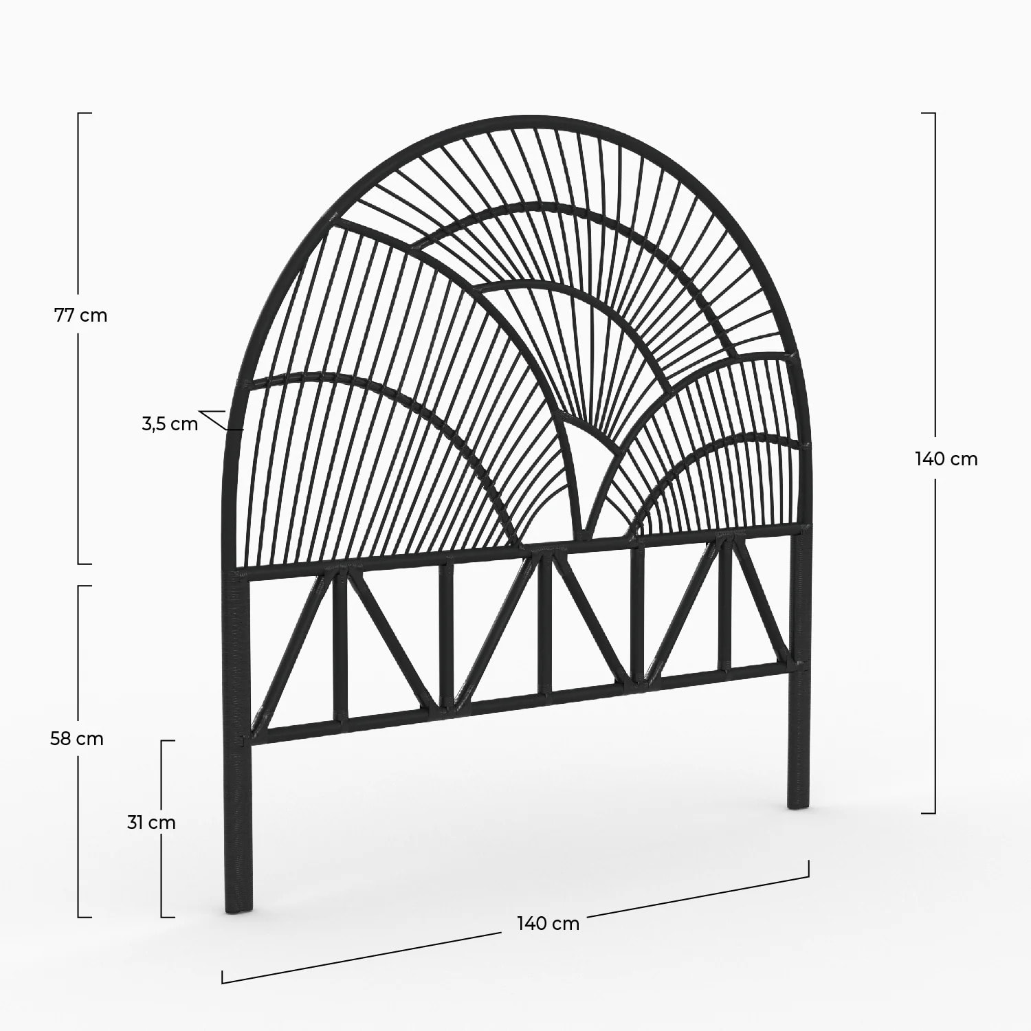 Tête de lit en rotin noir 140 cm - Séléné