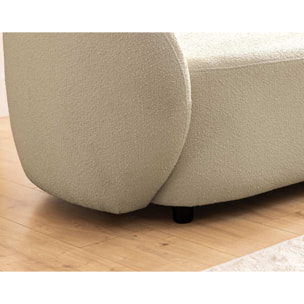 Flore - Canapé droit 3 places en tissu bouclette - Taupe