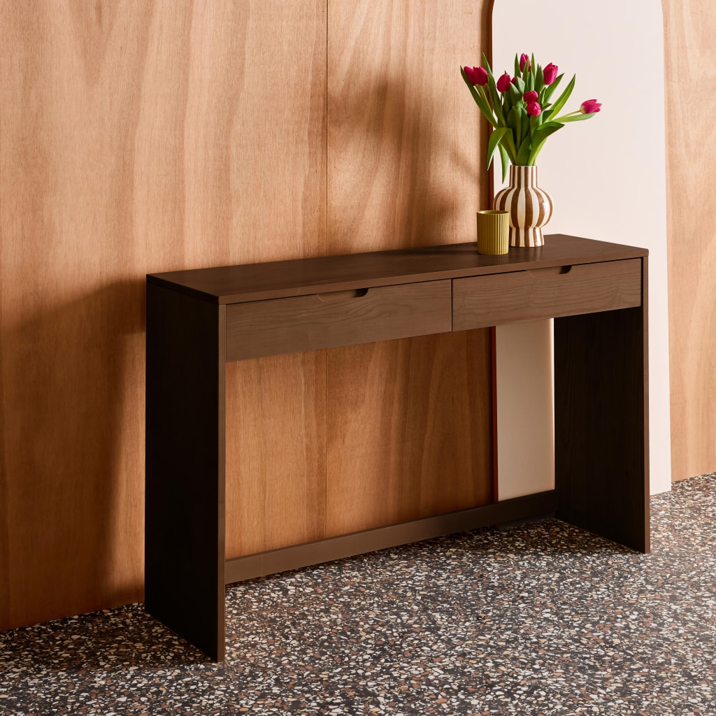 Console décor bois 2 tiroirs  TANIA