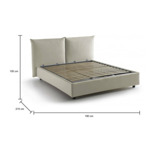 Letto matrimoniale Tiziana, Letto contenitore con rivestimento in tessuto, 100% Made in Italy, Apertura frontale, adatto per materasso Cm 160x190, Beige