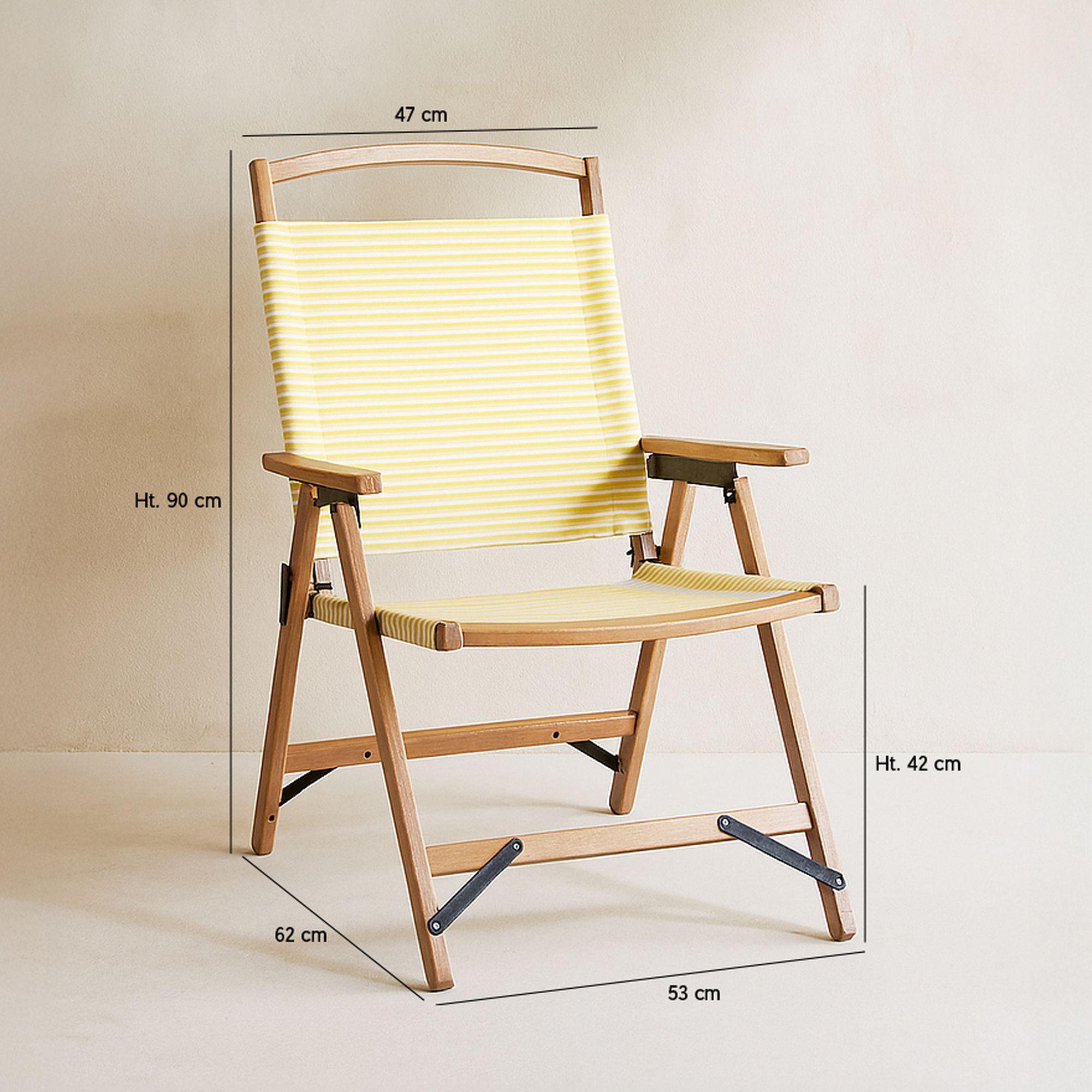 Chaise de plage en toile jaune à rayures PLAYA