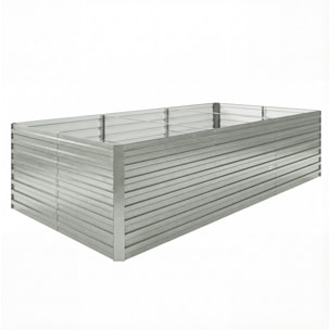 Carré potager jardinière dim. 240 x 120 x 60 cm tôle d'acier ondulée argent