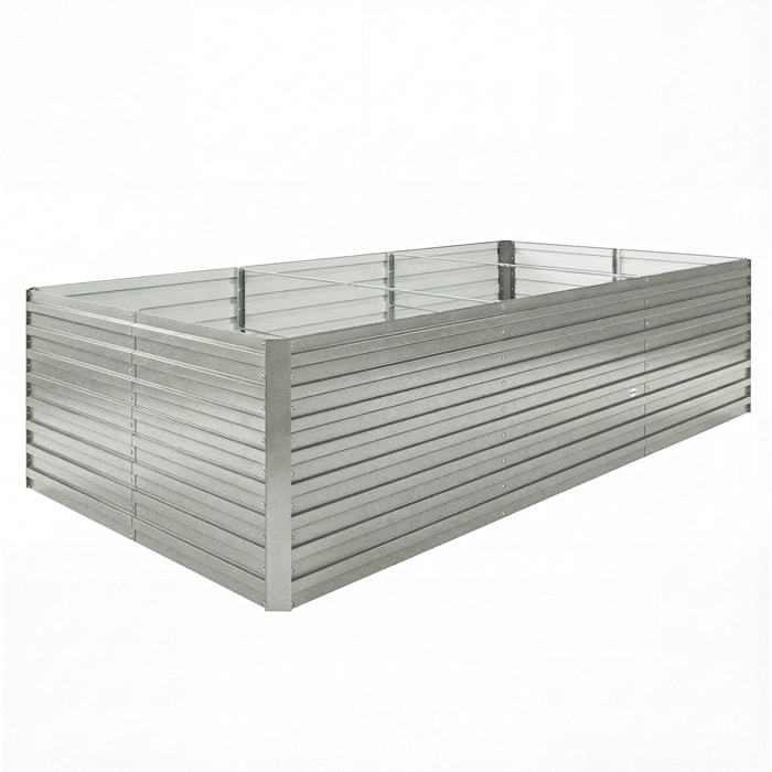 Carré potager jardinière dim. 240 x 120 x 60 cm tôle d'acier ondulée argent