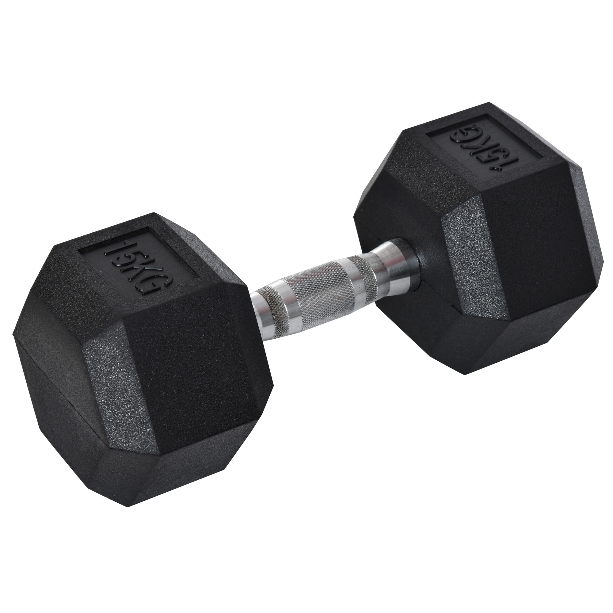Mancuerna Hexagonal 15 KG Mancuerna con Barra de Conexión Metálica para Entrenamiento en Casa Gimnasio Oficina Negro y Plata