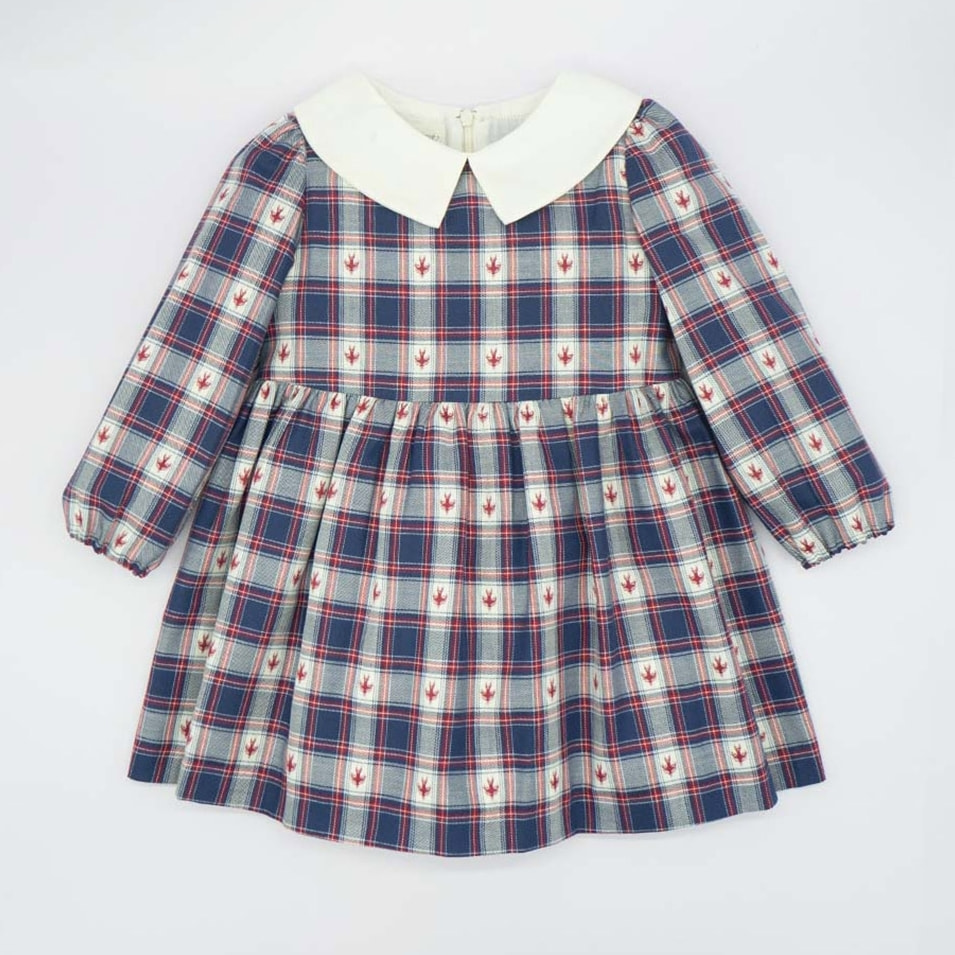 Vestido cuello blanco gaviota azul y rojo