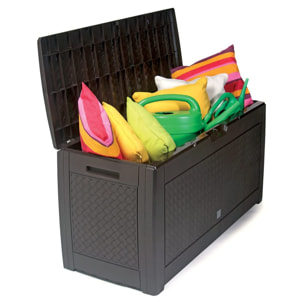 Baul de jardin 310 litros boxe rato en color chocolate 119 x 48 x 60 cm