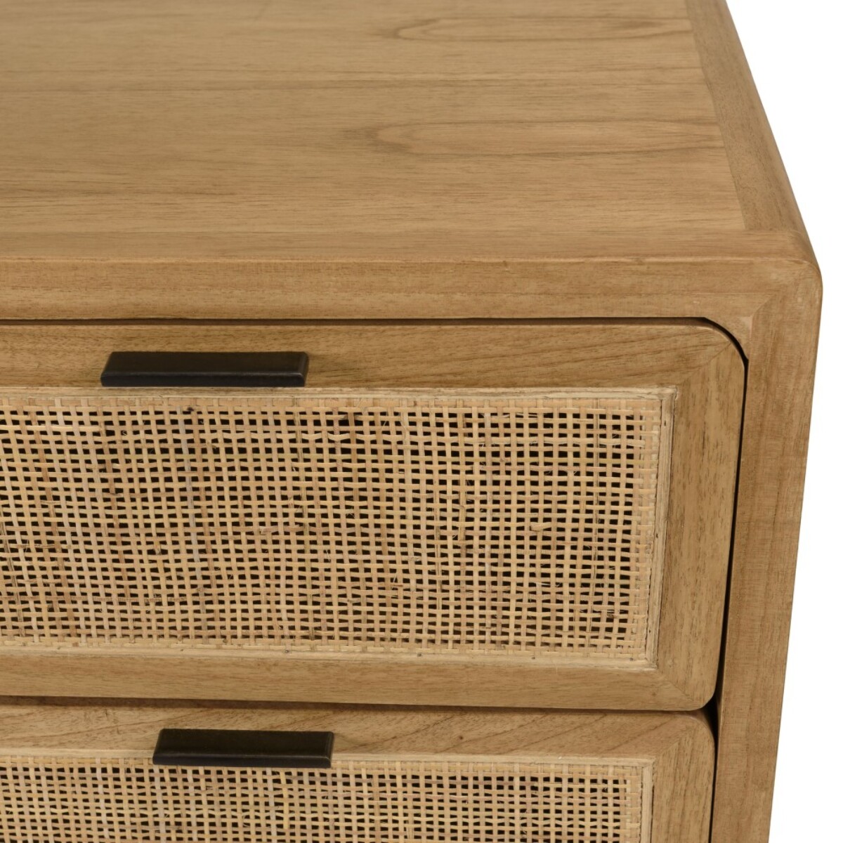 AMY - Commode 3 tiroirs 100cm en bois de mindi et rotin naturel