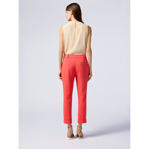 Oltre - Pantaloni a sigaretta in tessuto crêpe - Rosso