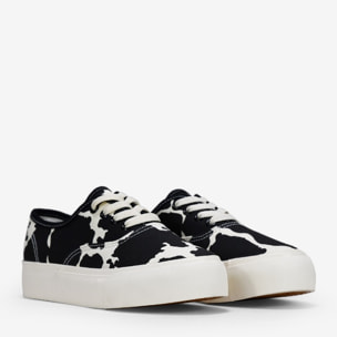 Zapatillas de tela con estampado vaca y plataforma