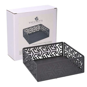 Portatovaglioli in metallo frecce grigio quadrato cm16,5x16,5x6