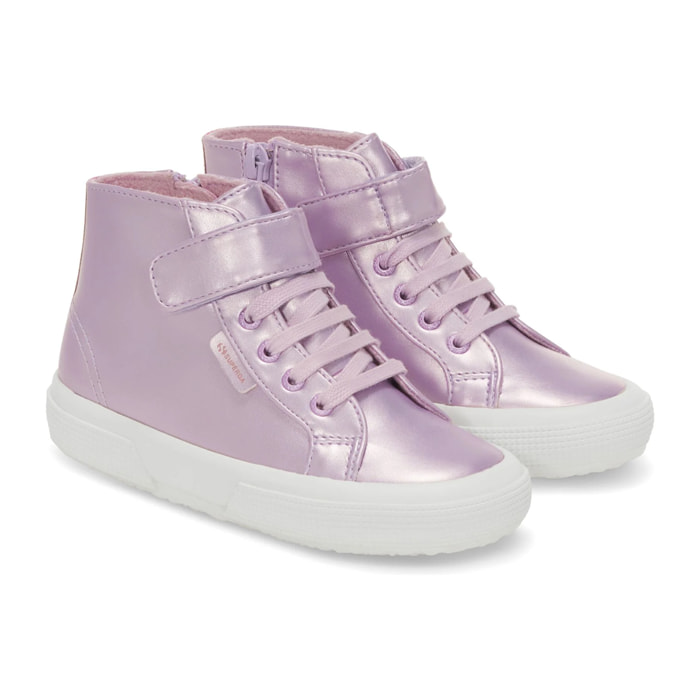 Le Superga MID CUT 2674 KIDS FAUX LEATHER GLITTER Pink Ish